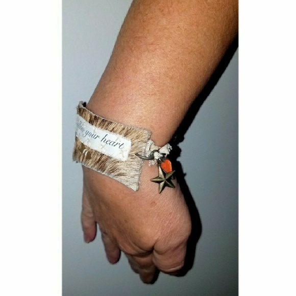 Rustic Leather Bracelet Cuff - Picture 3 of 8